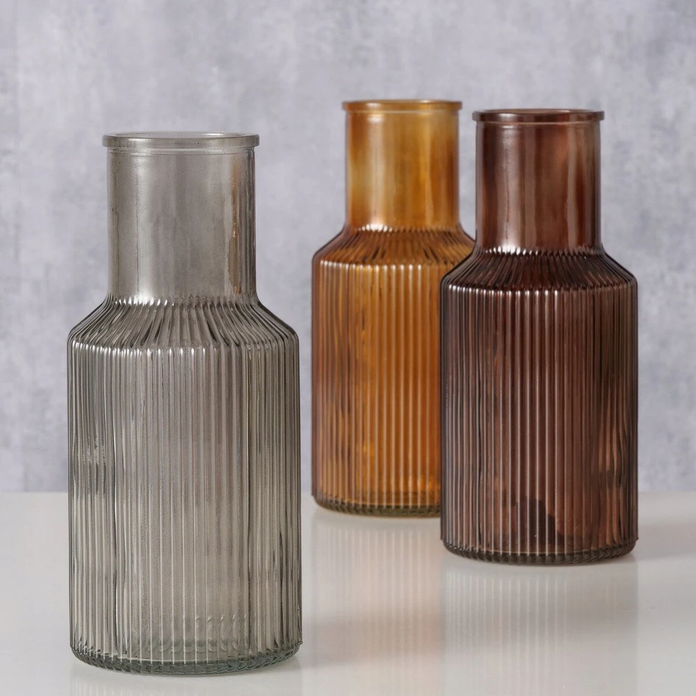 Boltze Ribbed Glass Vaza MISAM, 22 cm
