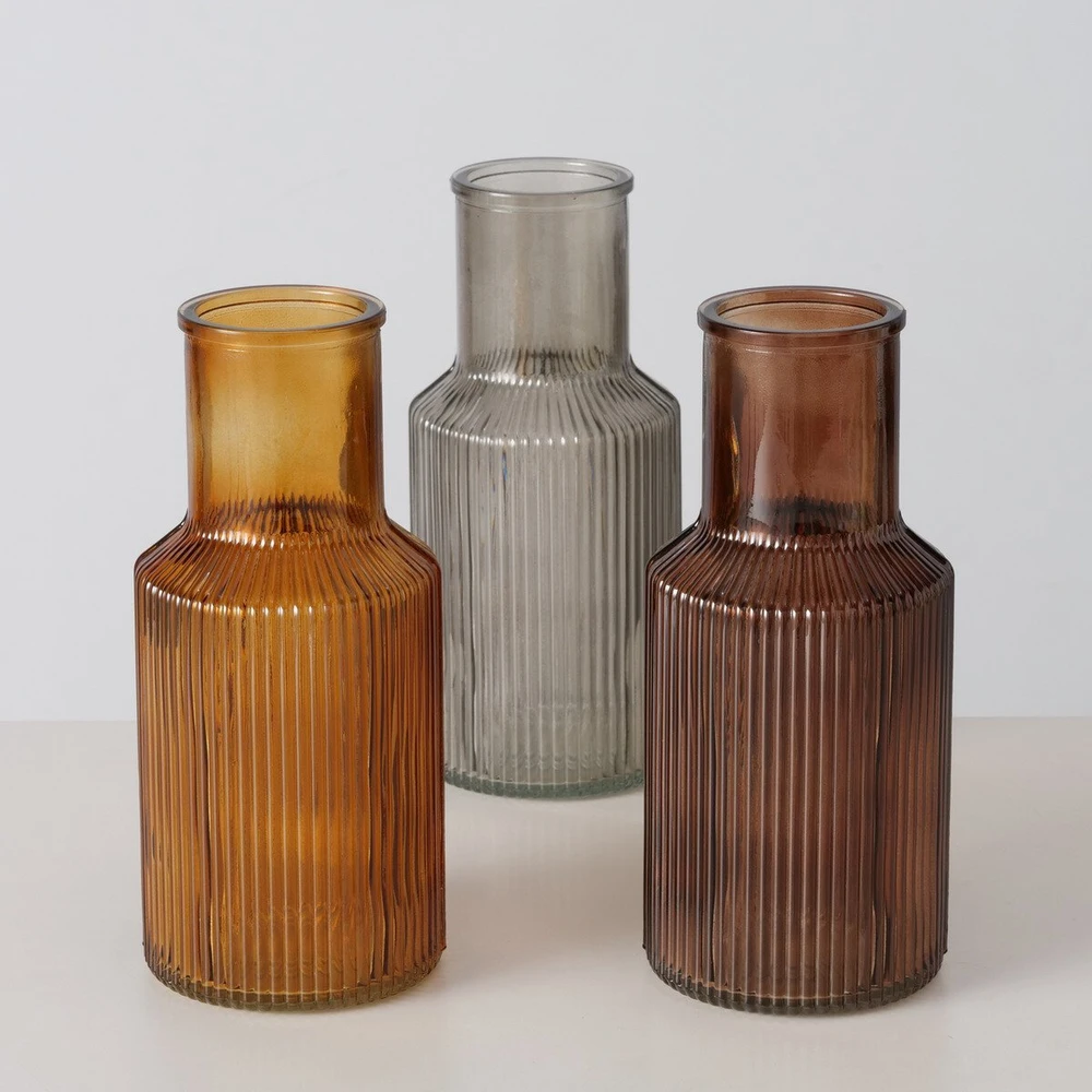 Boltze Ribbed Glass Vaza MISAM, 22 cm