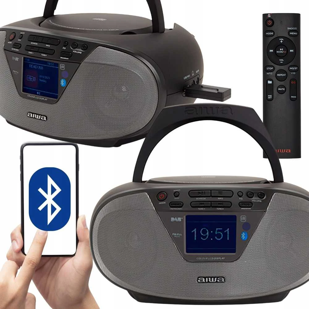 Grotuvas Aiwa Boombox AIWA BBTU-500 DAB+/FM RDS/CD/USB/BT juoda