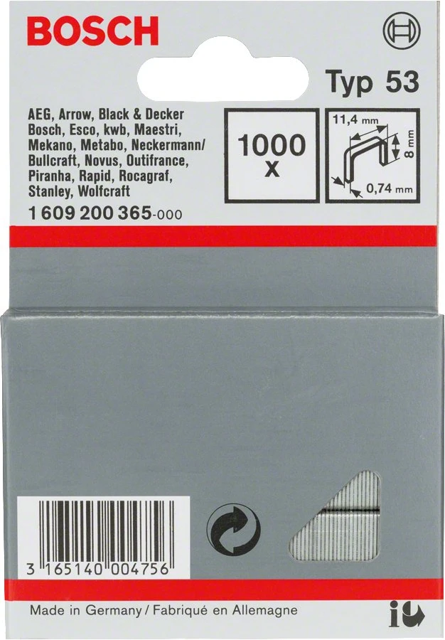 Bosch Apkabėlės, tipas 53 11,4x8 mm, 1000 vnt.