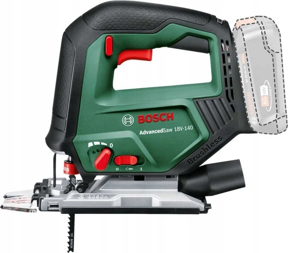 Akumuliatorinis siaurapjūklis Bosch Advanced Saw 18V-140; 18 V (be akumuliatoriaus ir pakrovėjo) + lagaminas