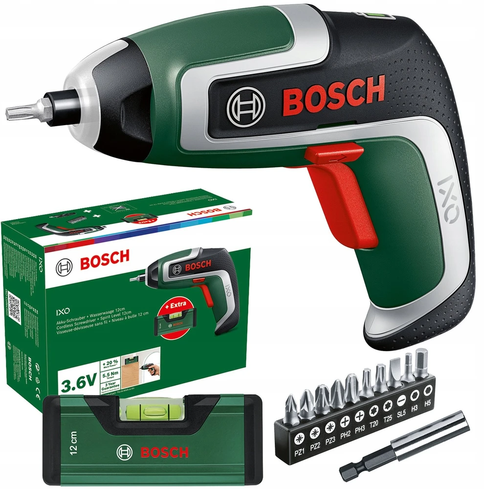 Akumuliatorinis suktuvas Bosch IXO 7; 3,6 V; 1x2,0 Ah akum. + priedai