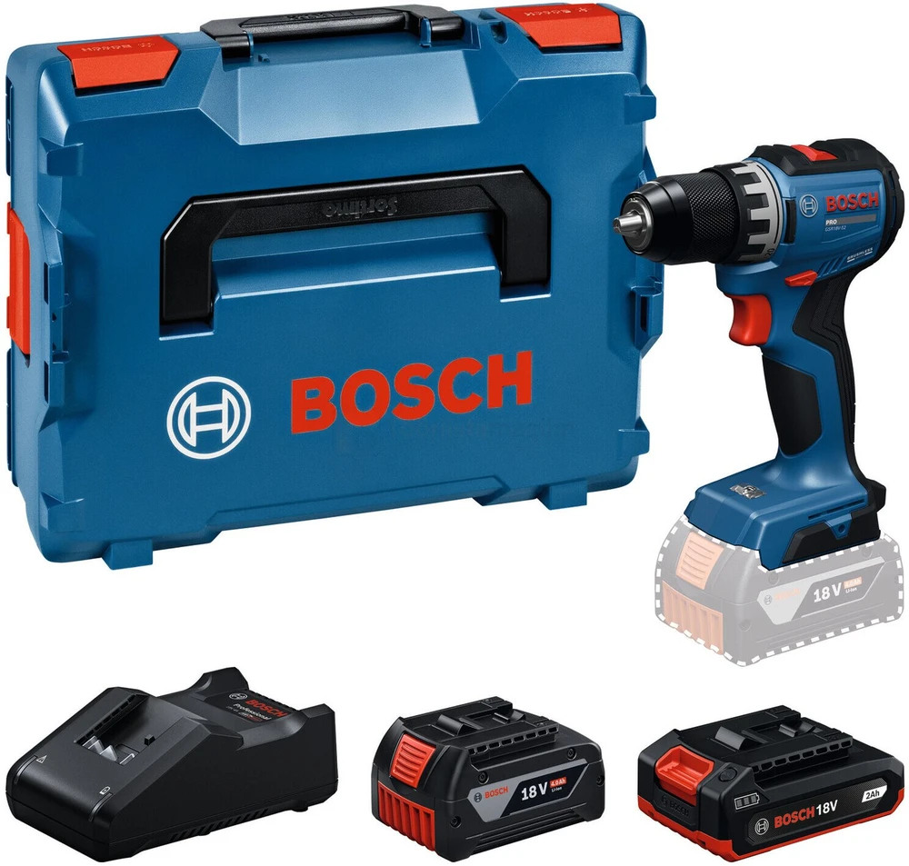 Bosch GSR18V-52, 1x2.0Ah, 1x4.0 Ah, GAL 18V-40, LB