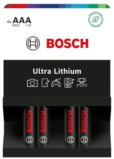 Bosch Baterijos AAA ličio 1200mAh 10 metų 4 vnt. Ultra Lithium FR03