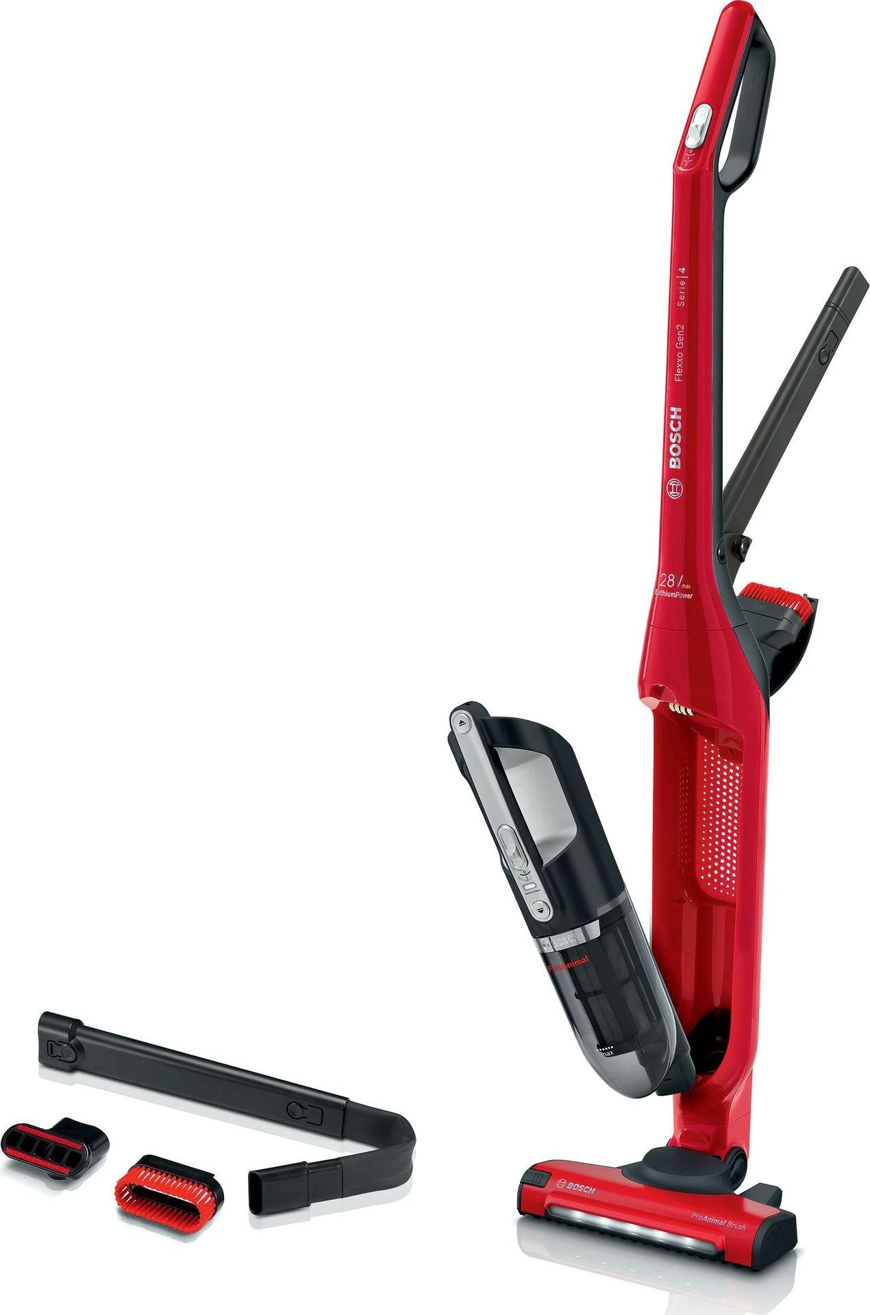 Įkraunamasis dulkių siurblys Bosch Serija 4 BBH3ZOO28, Raudonos spalvos