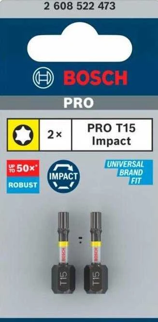 Bosch Suktuvo antgaliai T15 2 vnt./ Impact, L=25mm
