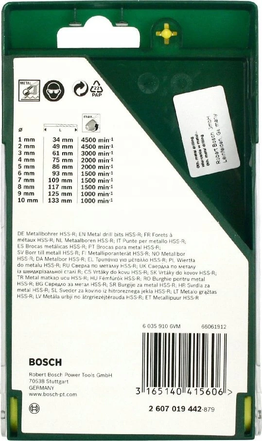 Grąžtas Bosch HSS-R Metal Drill Bit Set 10 pc(s)