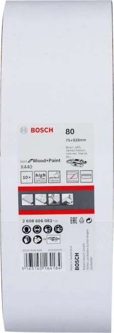 Bosch Šlif. juosta juostiniam šlifuokliui Best for Wood; 100x620 mm; K80; 3 vnt.