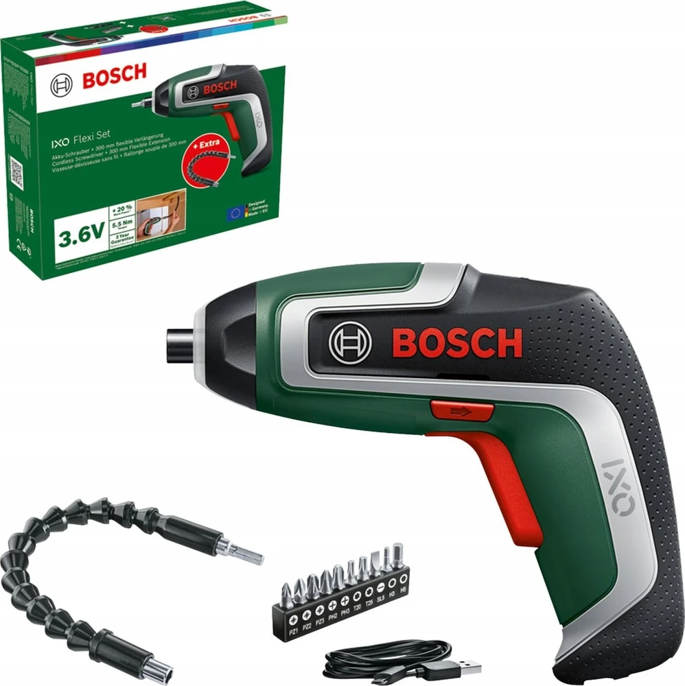 Akumuliatorinis suktuvas Bosch IXO 7 Flexi Set; 3,6 V; 1x2,0 Ah akum.