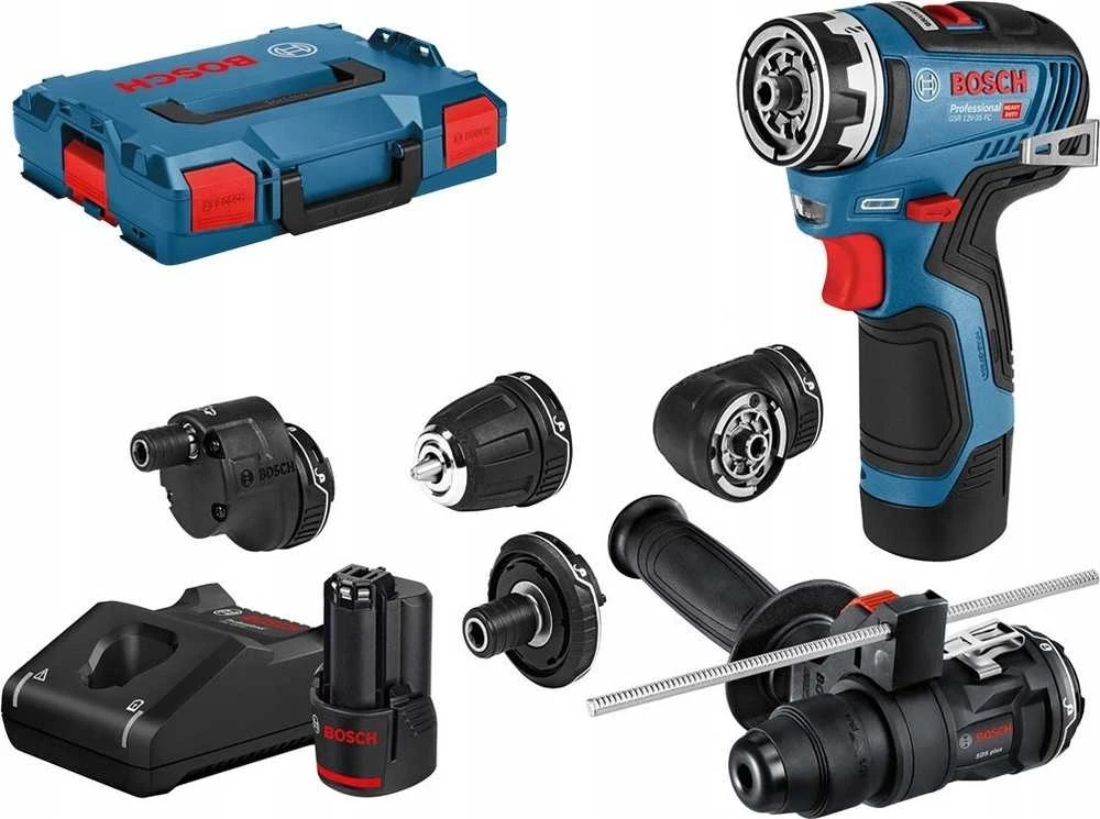 Akumuliatorinis suktuvas-gręžtuvas BOSCH GSR 12V-35 FC su priedais