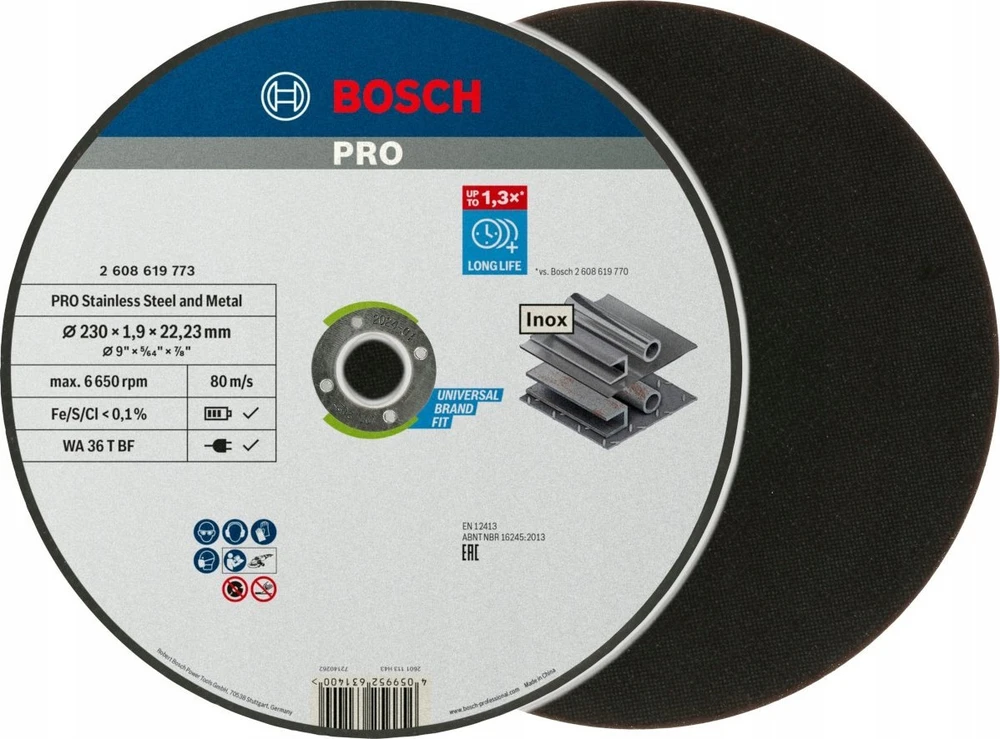 BOSCH TARCZA MET.230mm x 1,9mm x 22mm STANDARD FOR INOX