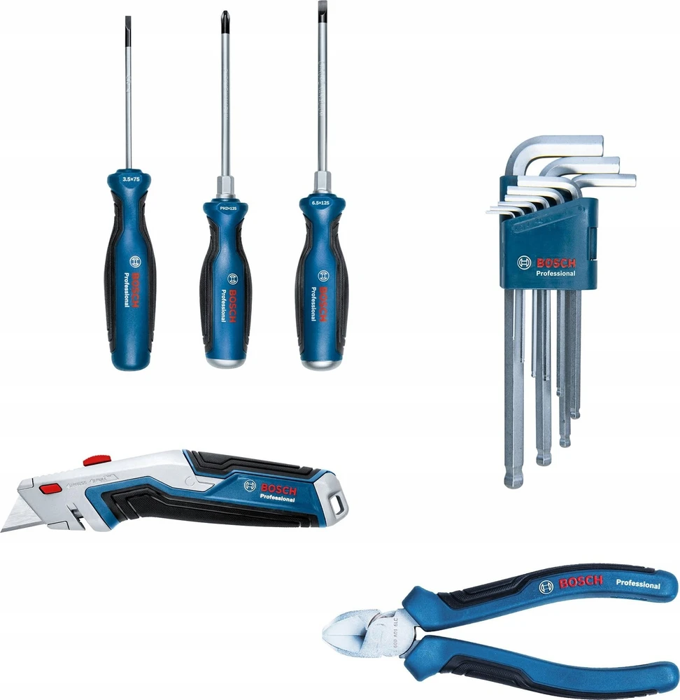 Bosch įrankių juosta ir rankinių įrankių rinkinys
