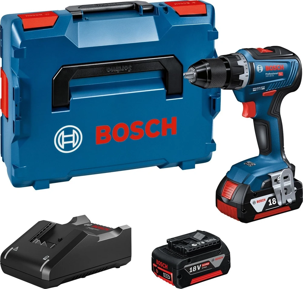 Akumuliatorinis suktuvas-gręžtuvas BOSCH GSR 18V-55 2x5,0Ah