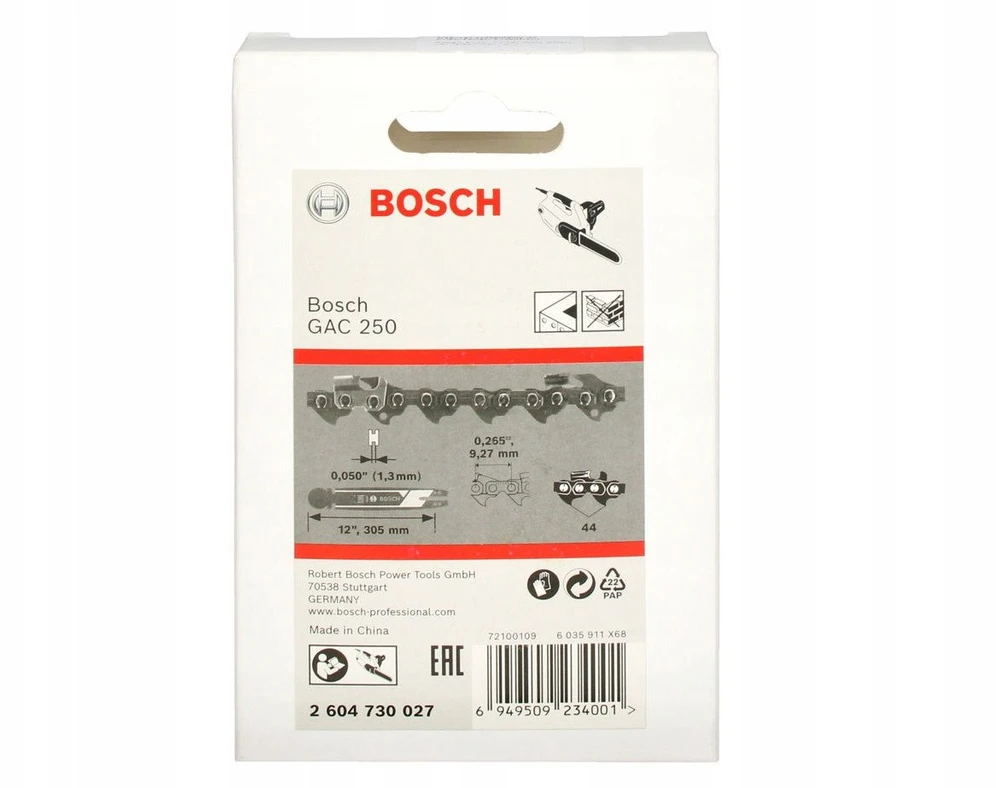 Pjūklo grandinė Bosch 2604730027; 12''; 30 cm; 3/8''; 44; 1,3 mm