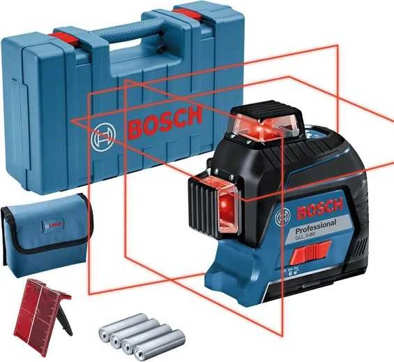 Bosch plokštuminis lazeris GLL 3-80 raudonas 30 m