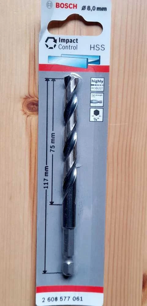 Bosch Grąžtas metalui, Ø 8mm 1/4", 1vnt.