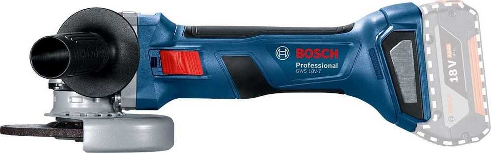 Bosch akumuliatorinis kampinis šlifuoklis GWS 18V-7, LB be akumuliatoriaus ir kroviklio