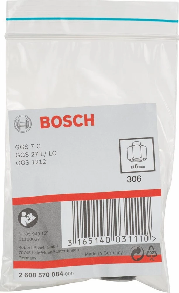 Bosch Įvorė su tvirtinimo veržle 6 mm (2608570084)