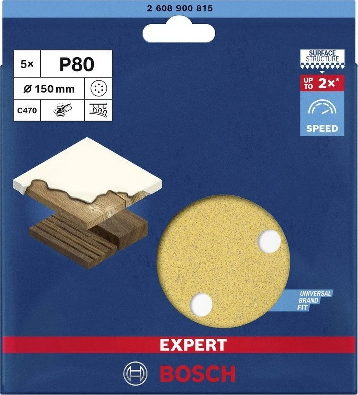 Bosch C470 švitrinis popierius 150mm, G80, 5 vnt
