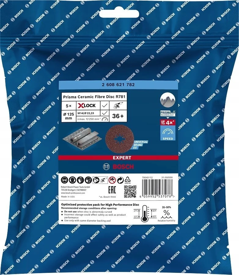 Šlifavimo popierius Bosch Expert Prisma R781; 125 mm; K36; 5 vnt.