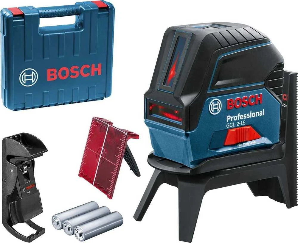 Bosch Kombinuotasis lazeris GCL 2-15 (3x1.5V AA , RM1, BM3, Case)
