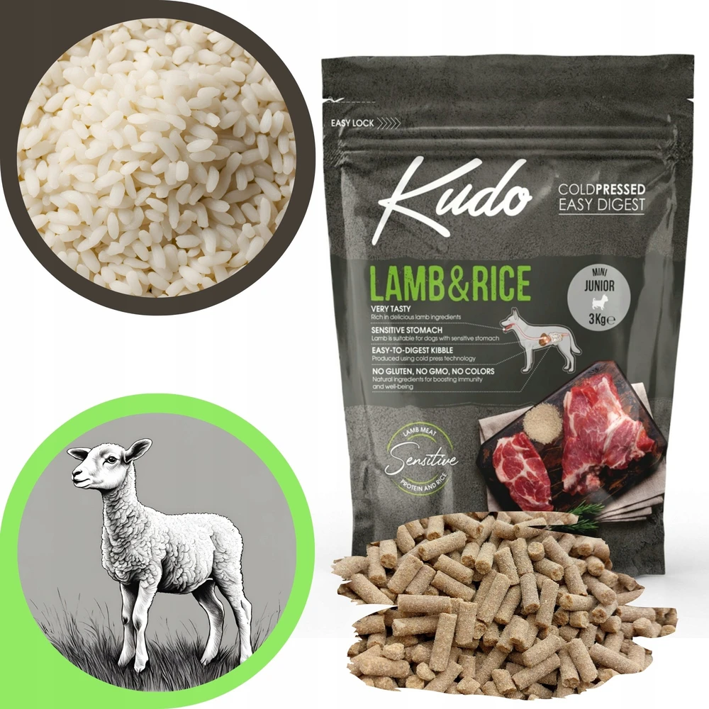 Danube Petfoods Bosch Tiernahrung Kudo su ėriena ir ryžiais Mini Junior 3kg