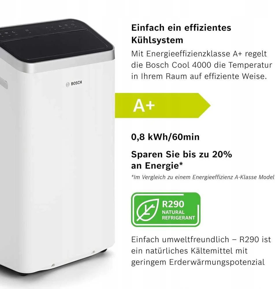 Mobilusis „Bosch“ oro kondicionierius | „Cool 4000“ | Tinka iki 85 m³ patalpoms | Baltas/Juodas