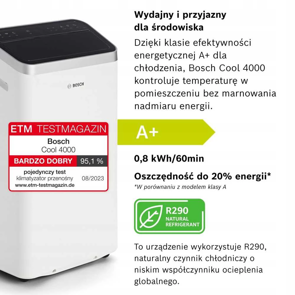 Mobilusis „Bosch“ oro kondicionierius | „Cool 4000“ | Tinka iki 85 m³ patalpoms | Baltas/Juodas