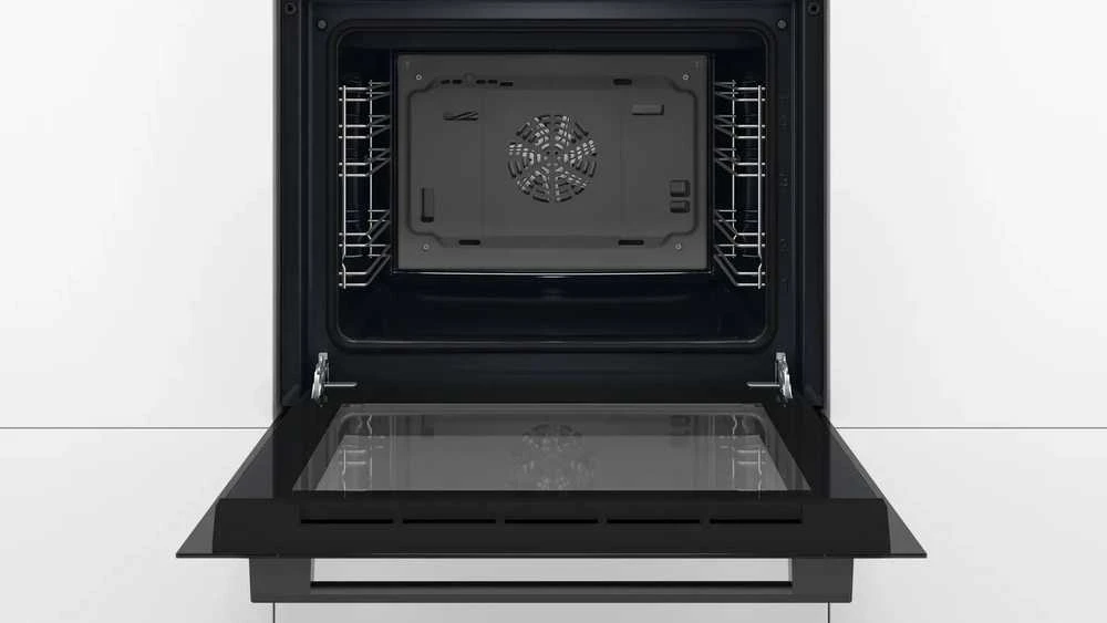 Bosch Orkaitė | HBF133BA1 | 66 l | Elektrinė | „EcoClean“ | Rankenėlės | Aukštis 59,5 cm | Plotis 59,4 cm | Juoda