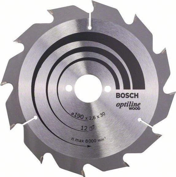 Bosch pjovimo diskas medienai 190x2,6x30xm T12 Optiline Wood