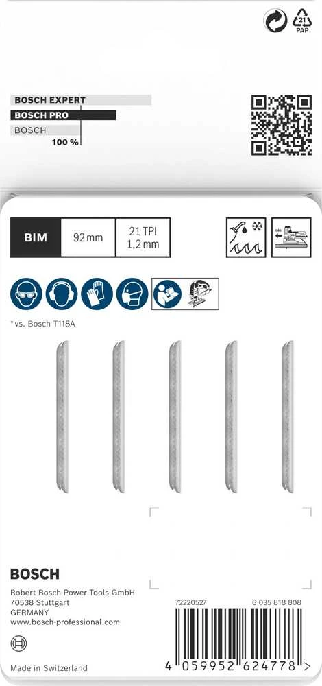 Bosch 5 siaurapj. pjūkleliai T 121 AFC medium metal