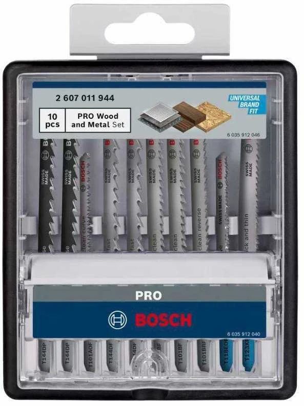 BOSCH PJŪKLELIS T RINKINYS PRO WOOD AND METAL 100mm 10vnt.
