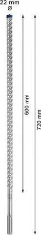 Grąžtas betonui Bosch 2608900235; 22x600x720 mm; SDS-max