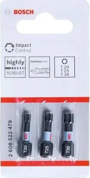 Bosch Suktuvo antgaliai 3vnt. T20/25/30/ Impact, L= 25