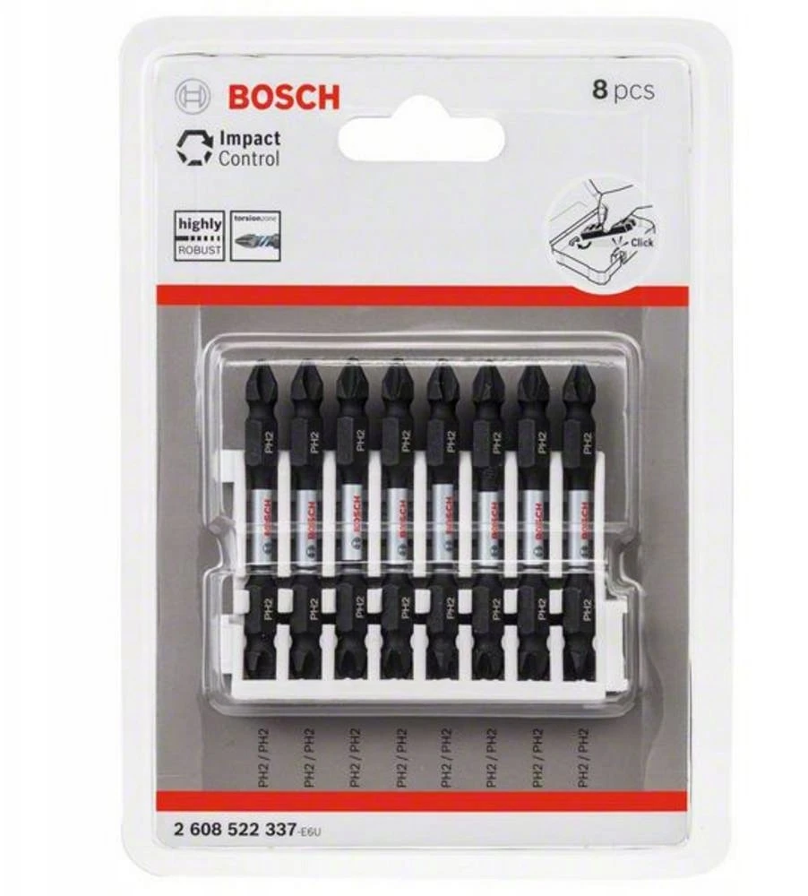 Smūginių sukimo antgalių rinkinys Bosch 2608522337; PH2; 65 mm; 8 vnt.