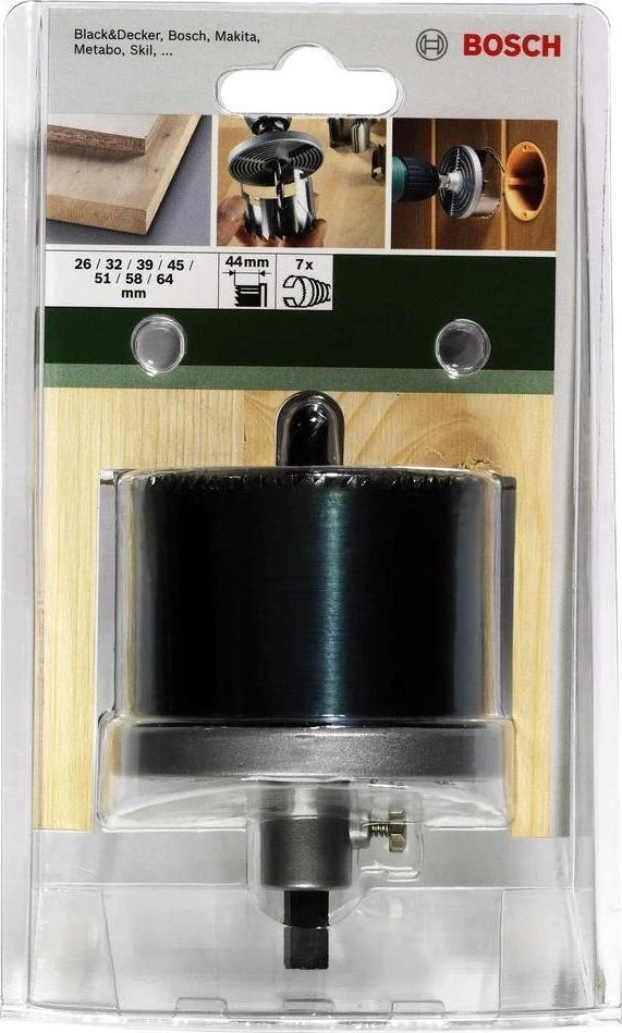7 dalių gręžimo karūnėlių rinkinys Bosch 2609255636; 26-64 mm