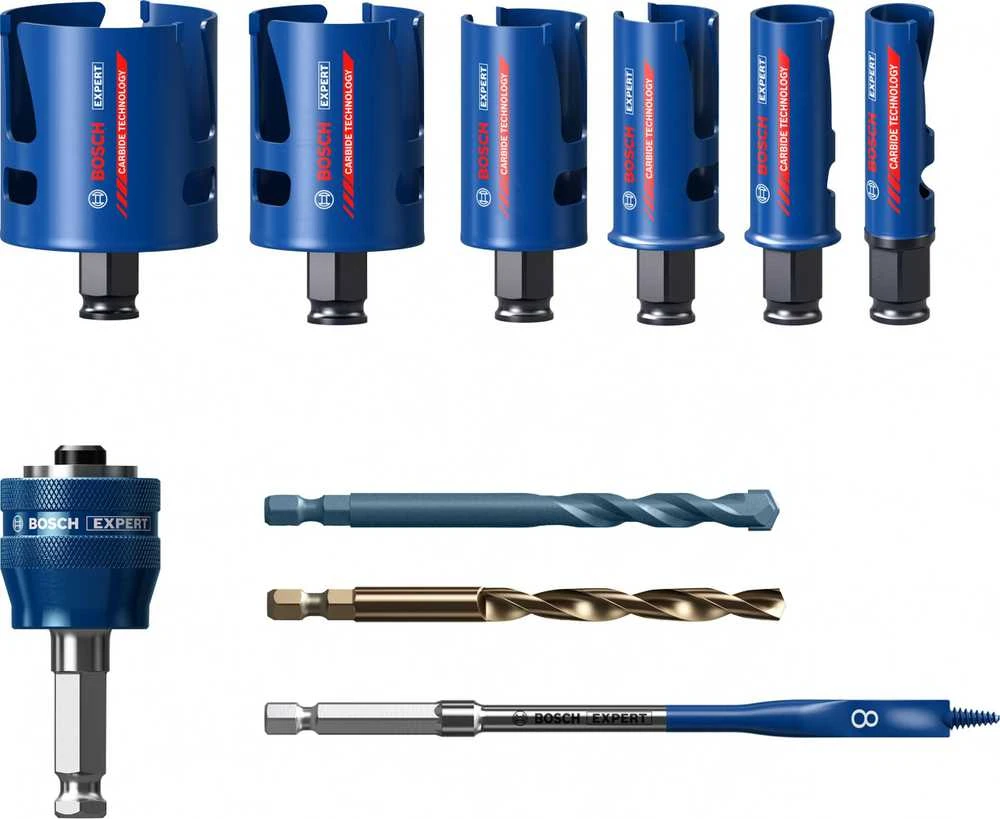Gręžimo karūnų rinkinys Bosch EXPERT CONSTRUCTION MATERIAL; 20-64 mm; 10 vnt.