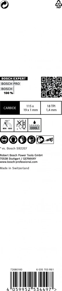 Bosch 1 Pjūklelis S522EHM Thin Tough Metal