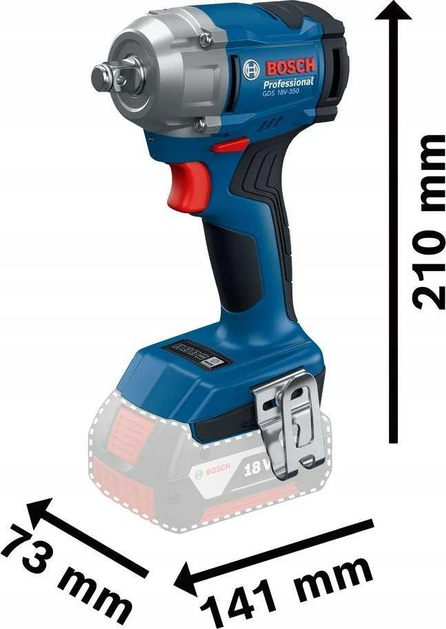 Smūginis veržliasukis Bosch GDS 18V-350 Professional; 18 V (be akumuliatoriaus ir pakrovėjo)