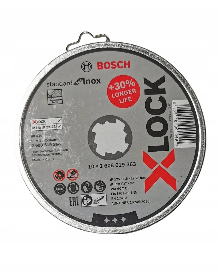 Bosch Priedai X-LOCK 2608619364 Pjovimo diskas tiesus 125 mm 10 vnt.