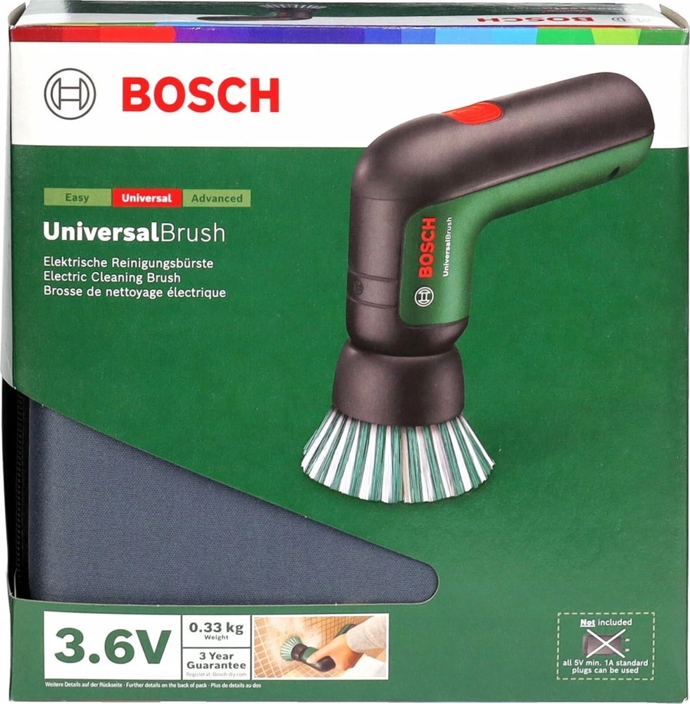 Plovimo šepetys Bosch UniversalBrush; 3,6 V; 1x2,0 Ah akum. + priedai