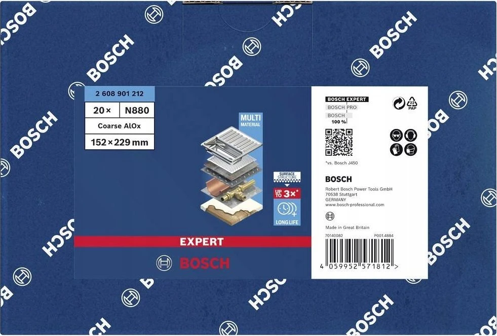 Bosch EXPERT N880 neaustinis šlifavimo padas 152 x 229 mm, papildomas pjūvis A 2608901212