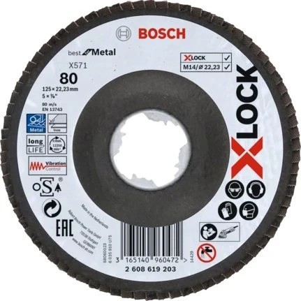Bosch XLOCK žiedlapiniai diskai D 125 mm; K 80, lenktas