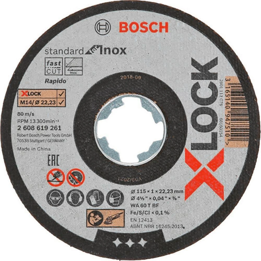 Bosch X-LOCK standartinis Inox 10vnt. × 115 × 1 mm