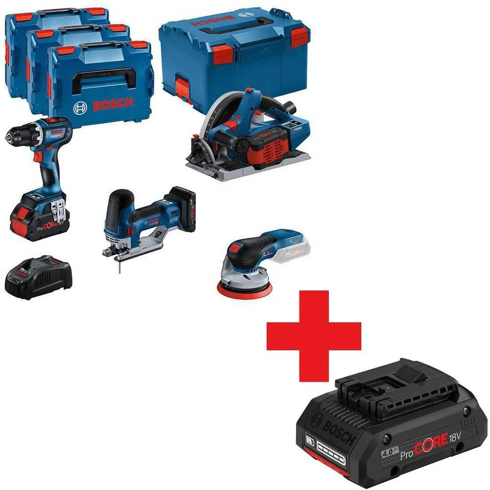 Bosch 18V įrankių komplektas su baterijomis ir lagaminais