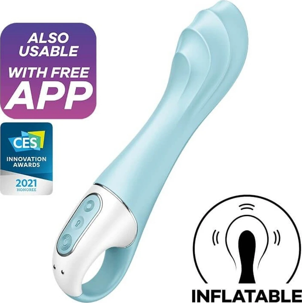 Satisfyer Air Pump Vibrator 5+ šviesiai mėlynas pompinis vibratorius