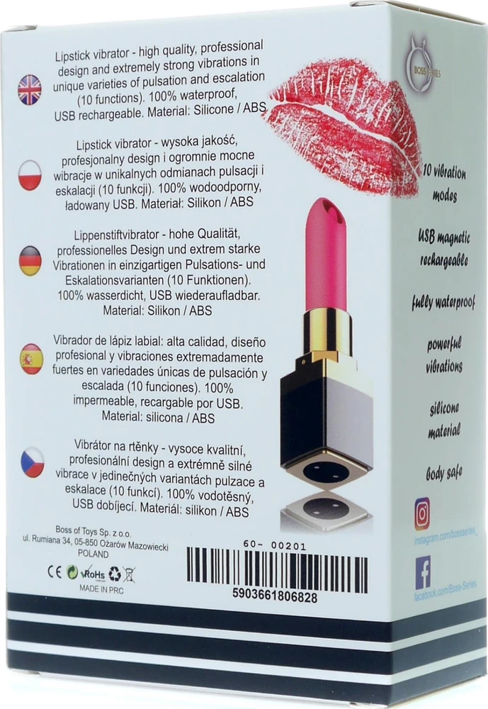 BoT B serijos Power Stymulator-Lipstick Vibrator USB 10 funkcijos