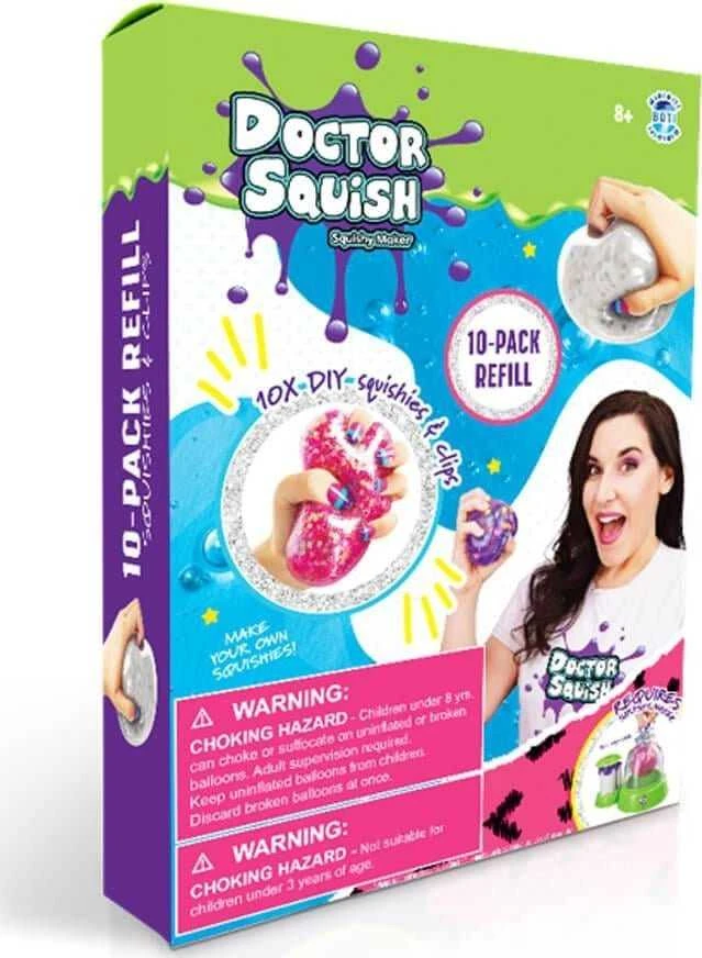 Doctor Squish - minkštų balionų pakuotės papildymas V2, 10 balionų + segtukai (107401)