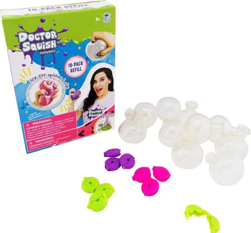Doctor Squish - minkštų balionų pakuotės papildymas V2, 10 balionų + segtukai (107401)
