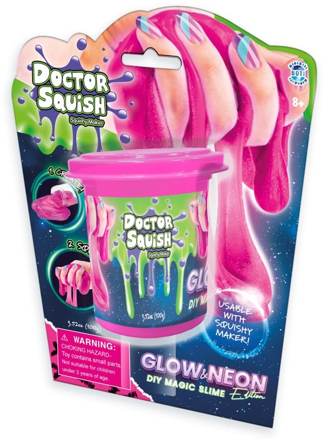 Doctor Squish „Boti Global Glow In The Dark Slim“ – rožinis, 100 g